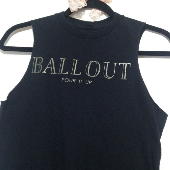 CIVIL Black and Gold Print Ballout Pour it Up Raw Edge Muscle Tank - Picture 2 of 8